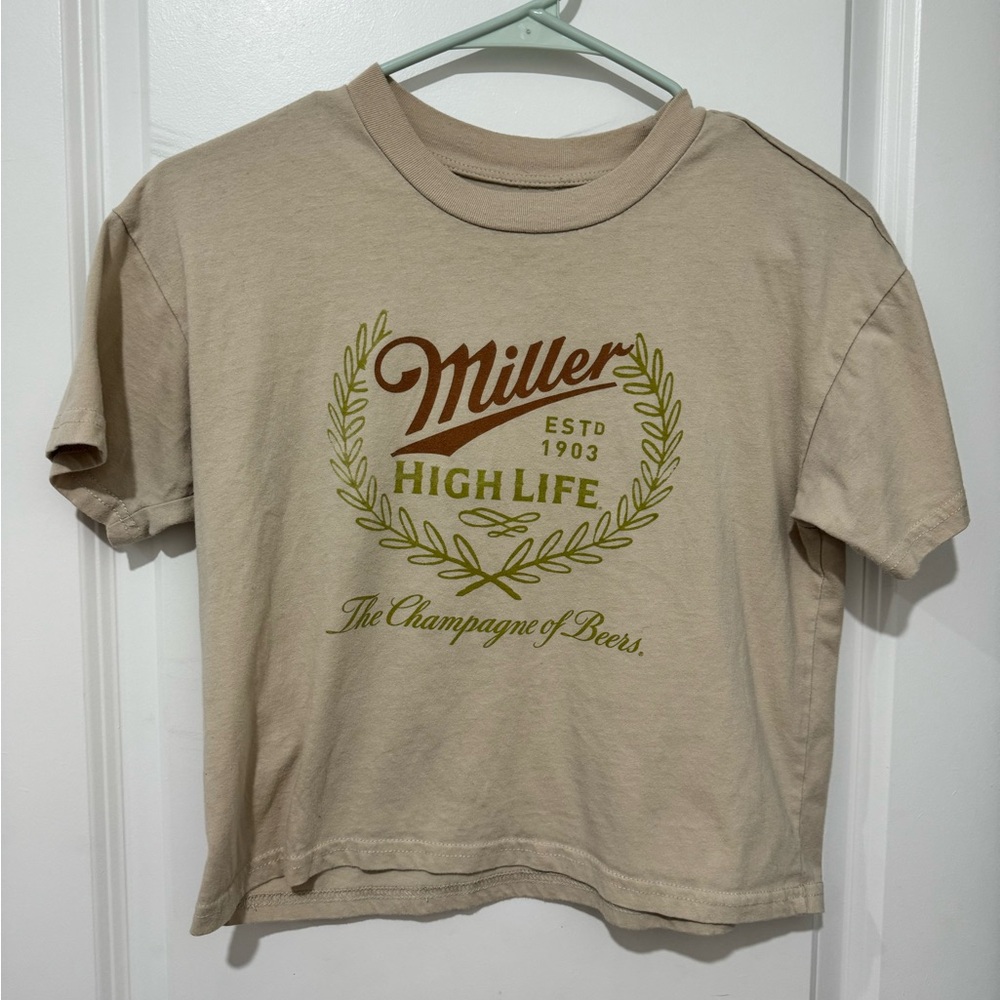 Women’s crop Miller High Life Tan T-Shirt
